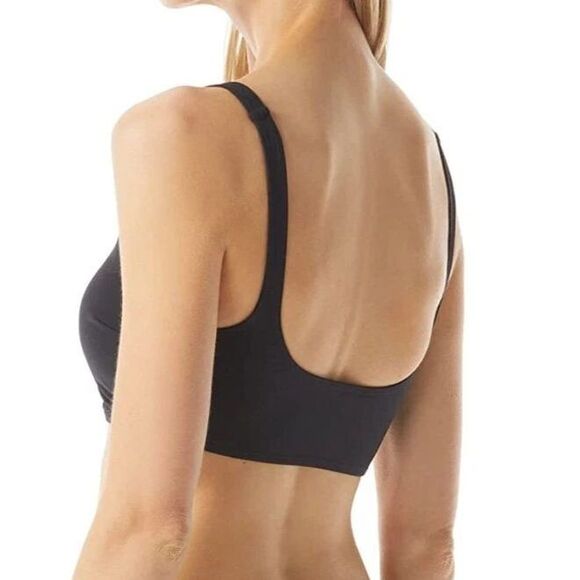 MICHAEL Michael Kors Essentials Lace-Front Bikini Top – (Black, Medium) - Picture 2 of 2